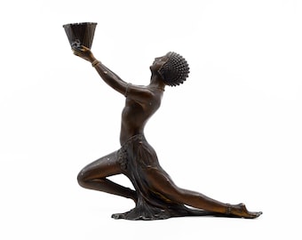 1920s French Art Deco Vantines Depose Egyptian Revival Figural Metal Incense Holder