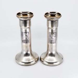 Arts & Crafts Sterling on Bronze Heintz Art Metal Shop Candlesticks