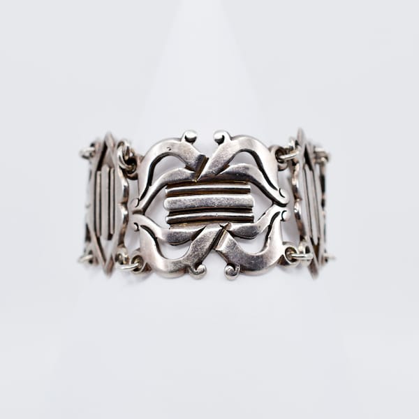 1930s Rafael Dominguez 980 Silver Taxco Bracelet