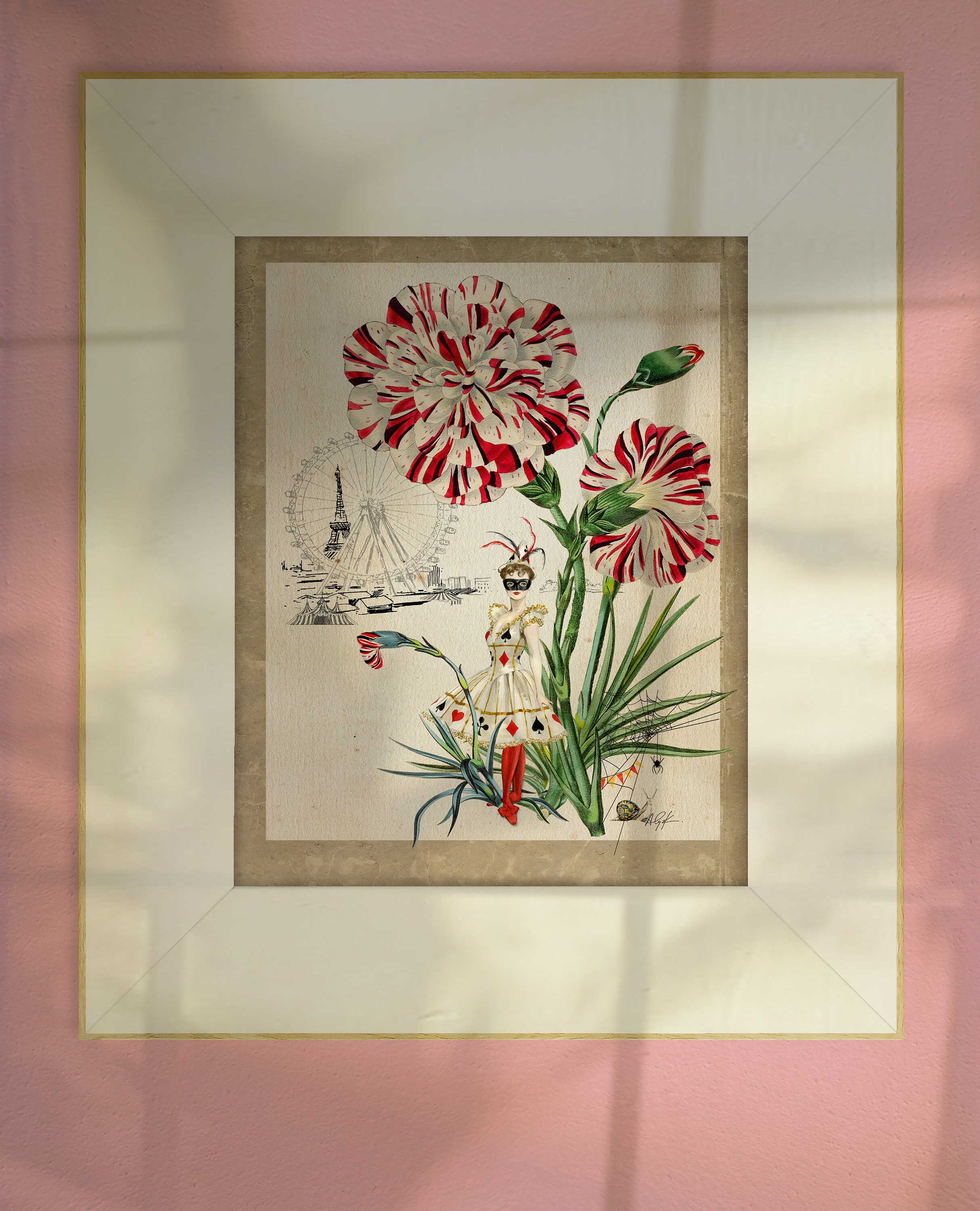 CIRQUE BOTANIQUE Carnaval Clavel Vintage Rosa Botánica Flor Floral