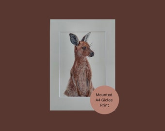 Impresión animal australiana, decoración del hogar con estampado de canguro Giclée