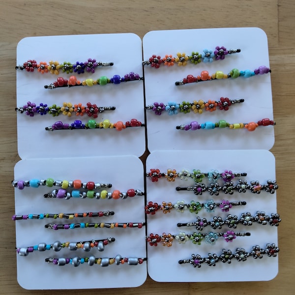 Rainbow beaded bobby pin sets, beaded hair pin, hair pin, bobby pin, hair accessories, whimsical hair pin, hair jewelry, Rainbow Pride