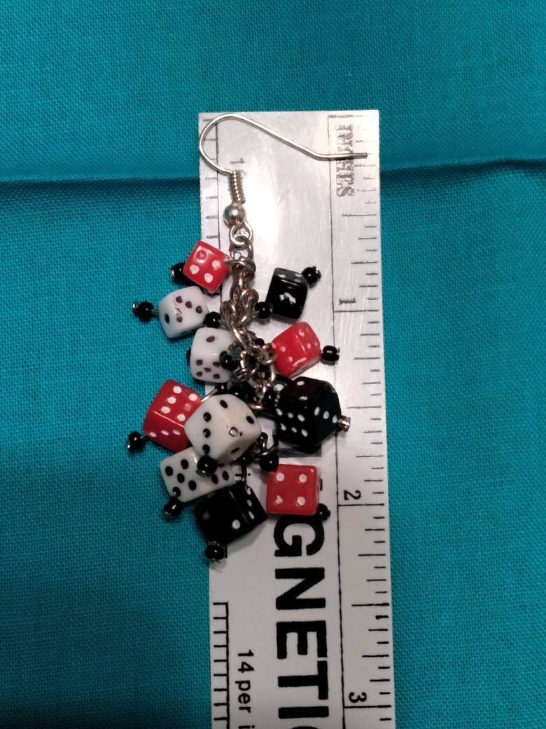 Cluster Dice Earrings. Red Black White Dice. Cluster Drip Etsy