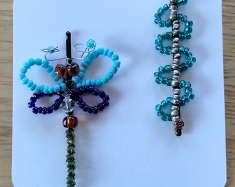 Dragonfly beaded bobby pin set,  beaded hair pin, bead hair pin, hair pin, bobby pin, hair accessories, whimsical hair pin, hair jewelry