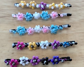 Born this Way- Pride Flag flower, beaded pin set, beaded hair pin, bead hair pin, hair accessories, whimsical hair pin, hair jewelry