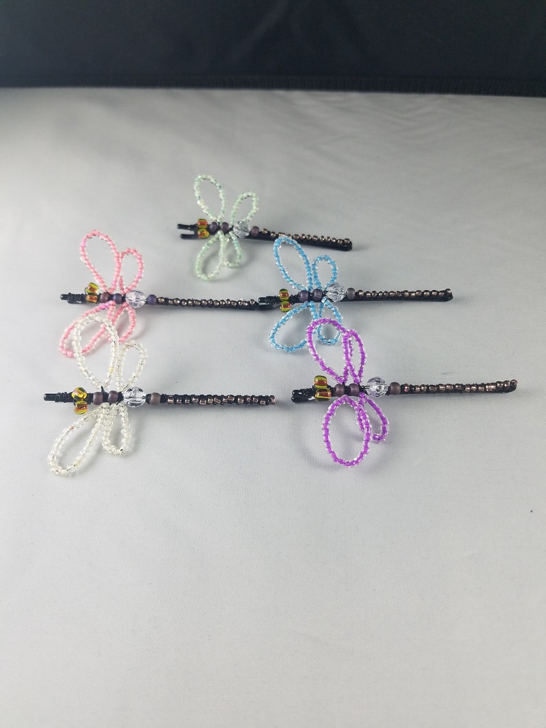 Dragonfly 1 Large Bobby Pin For Thick Hair Beaded Bobby Pin Etsy