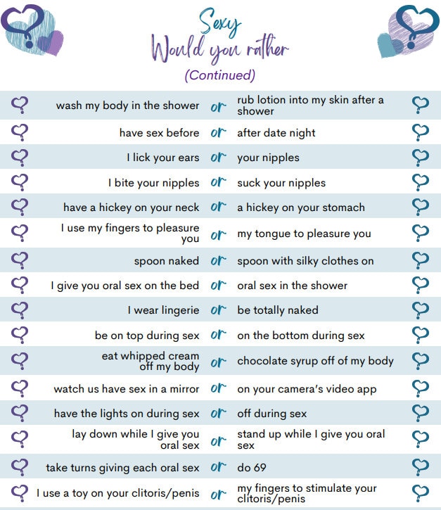 Sexy Would You Rather Questions for Couples - Etsy