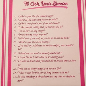 30 Sexy Questions to Ask Your Spouse - Etsy