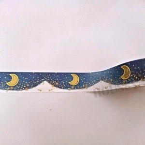 Rolo de fita adesiva dourada com tema de noite estrelada, fita adesiva, fita de papel, fita decorativa, para scrapbooking, diários, planejadores, cadernos, agendas