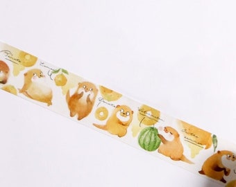 Cute Bear and Fruit Washi Tape Roll, Masking Tape, Paper Tape, Deco Tape, for Scrapbooking, Journals, Planners, Notebooks, Diaries
