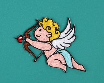 Cupid Embroidered Stick On Patch | Iron On Applique | Sew On Patch