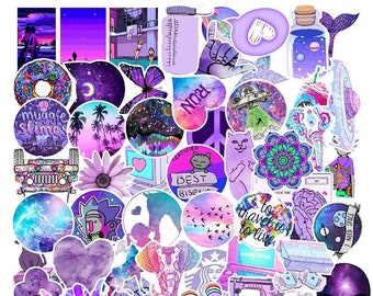 50 PCS Purple Themed Fantasy PVC Stickers | Waterproof Stickers | for Laptop, Phone Case, Skateboard, Bike, Car, Suitcase, Luggage