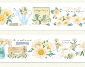 PET Tape | Daisy Flower | Chrysanthemum | Masking Tape | Decorative Tape | Planner Sticker | Scrapbooking | Gift Wrapping