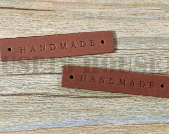 25 PCS Genuine Leather Label | with Holes | Brown Color