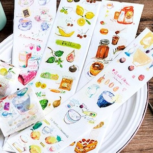 Delicious Food Washi Tape-rol, plakband, papiertape, decoratietape, voor scrapbooking, tijdschriften, planners, notitieboeken, agenda's