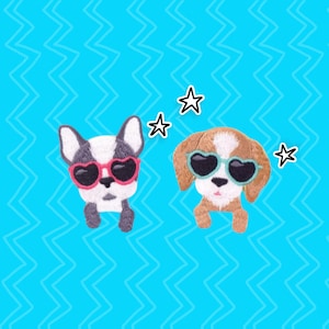 Dog Wearing Sunglasses Embroidered Stick On Patch, Self-Adhesive Patch, Funny Iron On Patch, for Clothes, Jackets, Backpacks, Bags, Hats