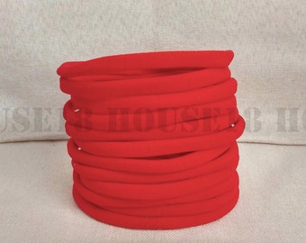 Diadema roja de nylon diadema a granel diadema de un tamaño se adapta a la mayoría de los delgados elásticos suaves diy bebé recién nacidos diadema al por mayor