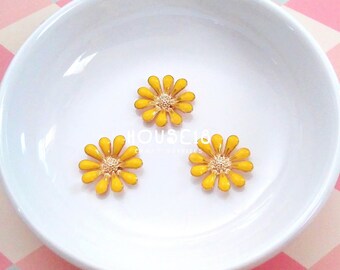 Enamel Daisy Flower Embellishment Flower Cabochon Metal Alloy Daisy Flower 20 PCS DIY Hair Accessories | Yellow