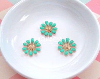 Enamel Daisy Flower Embellishment Flower Cabochon Metal Alloy Daisy Flower 20 PCS DIY Hair Accessories | Aqua