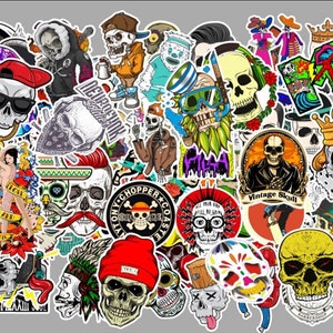 Paquete de 100 pegatinas de vinilo con forma de calavera, resistentes al agua, para ordenador portátil, funda de teléfono, patineta, botella de agua, coche, parachoques, bicicleta, maleta y equipaje