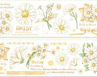 PET Tape | Daisies | Bellis Perennis | Masking Tape | Decorative Tape | Planner Sticker | Scrapbooking | Gift Wrapping