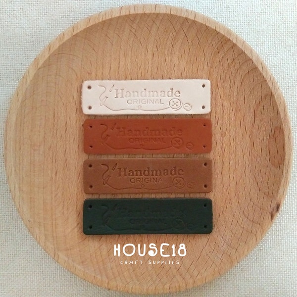 20 PCS Étiquette en cuir véritable Étiquette en cuir véritable avec trous | Naturel / Brun orange / Brun / Brun le plus foncé