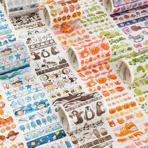 Kawaii, Pink, Grau, Schwarz, Washi Tape Rolle, Masking Tape, Klebeband für Scrapbooking, Journals, Planer, Notizbücher, Tagebücher