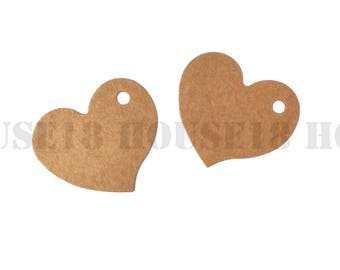 300 PCS Heart Shaped Tag Kraft Tag Brown Paper Tag Hang Tag Price Tag Gift Tag Favor Tag | with Hole | Blank