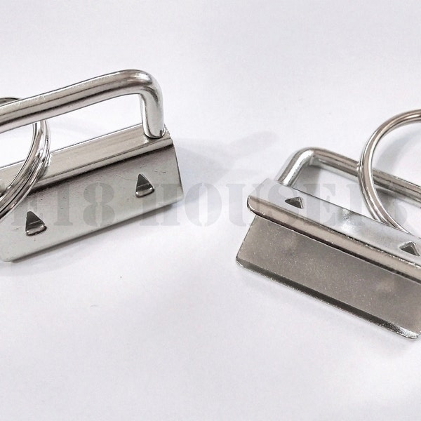 100 Set 25mm (1") Silver Key Fob Hardware con Key Ring Wholesale