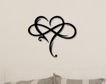 Infinity Heart - Metal Sign - Infinity Symbol Metal Wall Art - Love Infinity Sign with Heart Intertwined - Gift for Couple, Wife, Husband