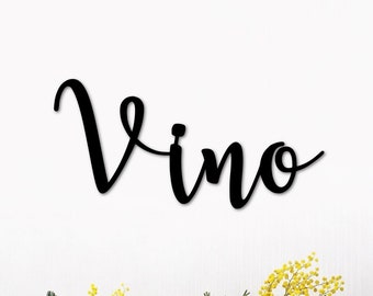 Metal Vino Sign | Wine Kitchen Decor | Vino Word Art for the Wall | French Kitchen Decor |  Wine Metal Wall Art | Home Bar Sign