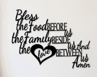 Bless the Food Before Us the Family Beside Us and the Love Between Us Amen Sign | Metal Wall Art | Rustic Decor | Religious Wall Quote