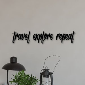 Travel Explore Repeat Metal Wall Words | Travel Gifts | Word Art for the Wall | Travel Sign | Adventure Decor | Gift for Traveler