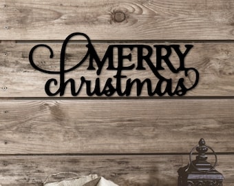 Metal Merry Christmas Sign | Holiday Door Decoration | Metal Wall Decor | Christmas Wall Decor for the Livingroom | Indoor, Outdoor Sign