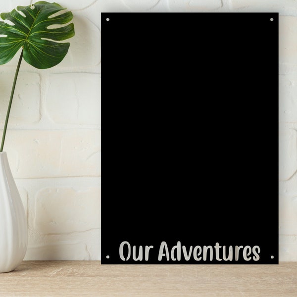 Our Adventures Magnet Board | Metal Display Board for Pictures | Travel Magnet Organization for the Wall | Board for Fridge Magnets