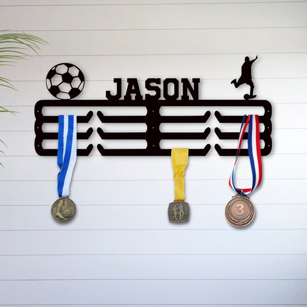 Custom Name Medal Holder | Metal Powder Coated | Custom Name Medal Hanger Rack | Personalized Athletic Medal Holder | Customized Sports Rack