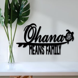 Ohana Means Family Sign | Hawaiian Decor | Ohana Metal Word Art | Family Sign | Hawaii Art Tropical Decor | Family Wall Art | Beach Sign