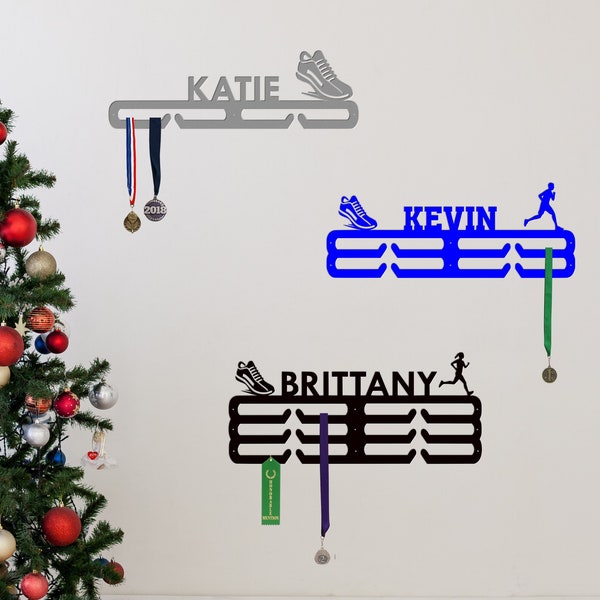 Race Bib Marathon and Medal Holder | Track Hanger for Medals | Custom Name Bib Holder for Runners | Personalized Running Gifts