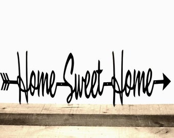 Home Sweet Home Sign Metal Wall Art Arrow Wall Decor Cutouts with Sayings Metal Word Art Cursive Words Split Arrow Word Arrow Entryway Sign