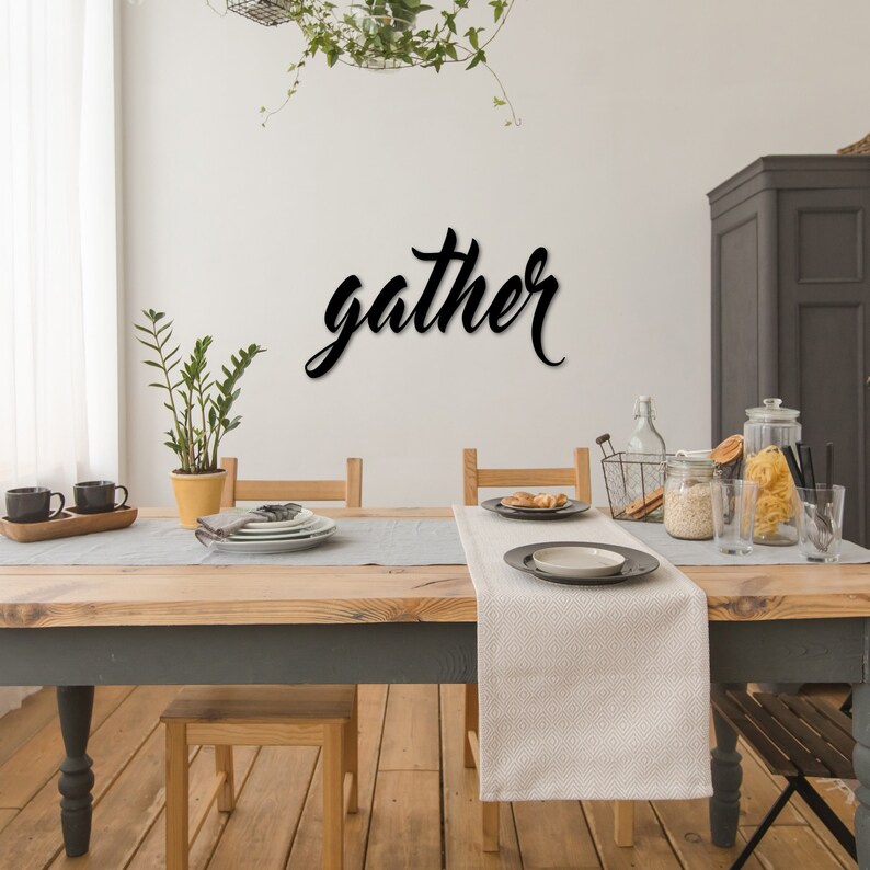 Gather Metal Sign Wall Decor Gather Cutout Sign Gather Dining Room Sign Gather Decor Family Sign Farmhouse Decor Gather in Metal Letters
