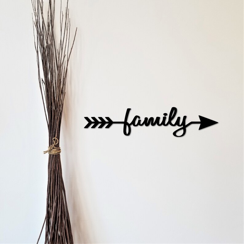 Arrow Family Word Sign Large Metal Wall Art Cursive Words Etsy Denmark