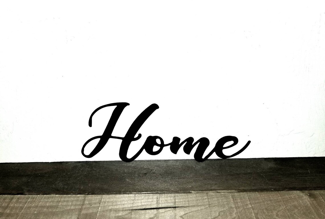 Metal Home Word Art Sign Cursive Home Wall Decor Script Word Etsy