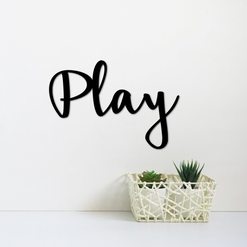 Play Word Sign Metal Word Art Playroom Decor Play Room Wall Etsy