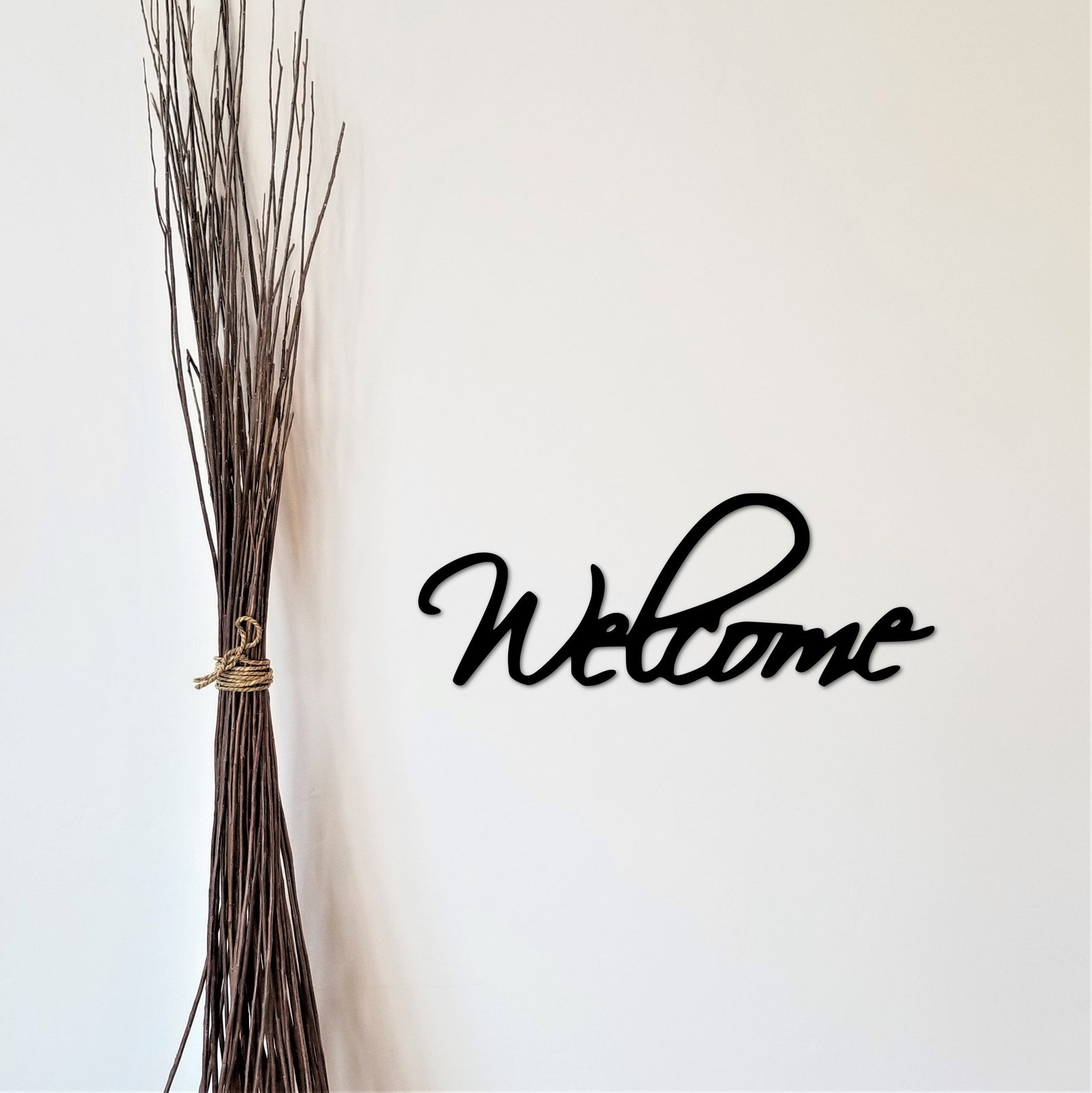 Welcome Sign Cursive Welcome Word Metal Wall Art Cutout | Etsy