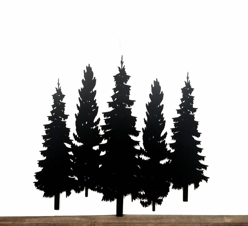 Metal Pine Trees Group of 5 Pine Trees Metal Wall Art Etsy