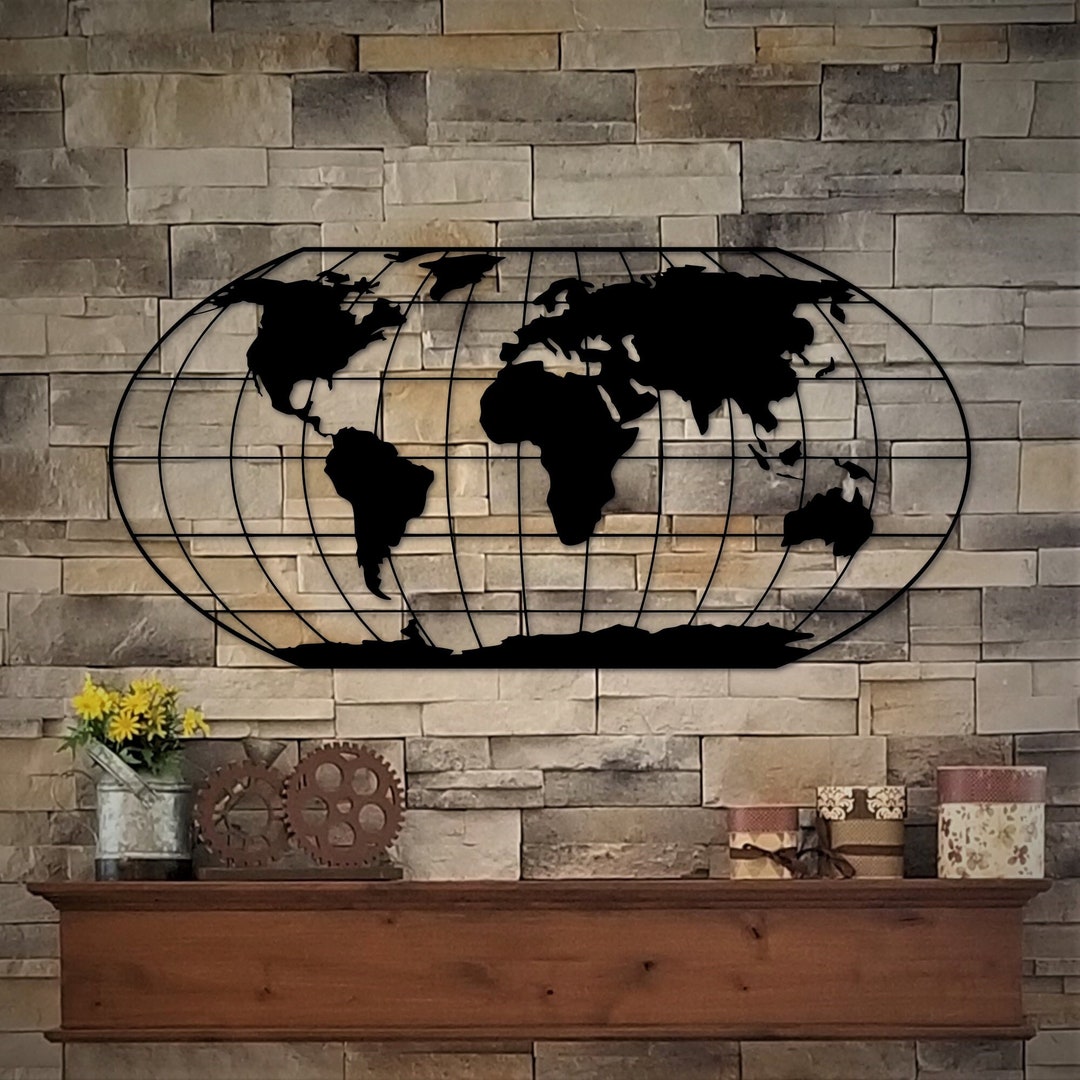 Buy Metal World Map Wall Art Steel Map of the World Travel Gifts Online