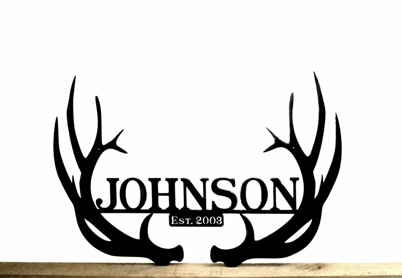 Antler Name Sign 30 Custom Deer Antler Family Name Etsy