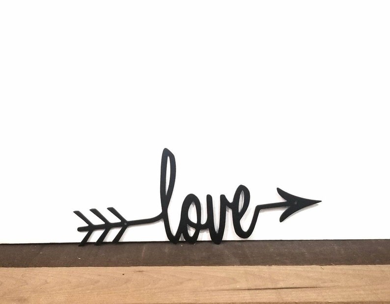 Arrow Love Sign Metal Word Art Cursive Love Word for the Etsy Canada