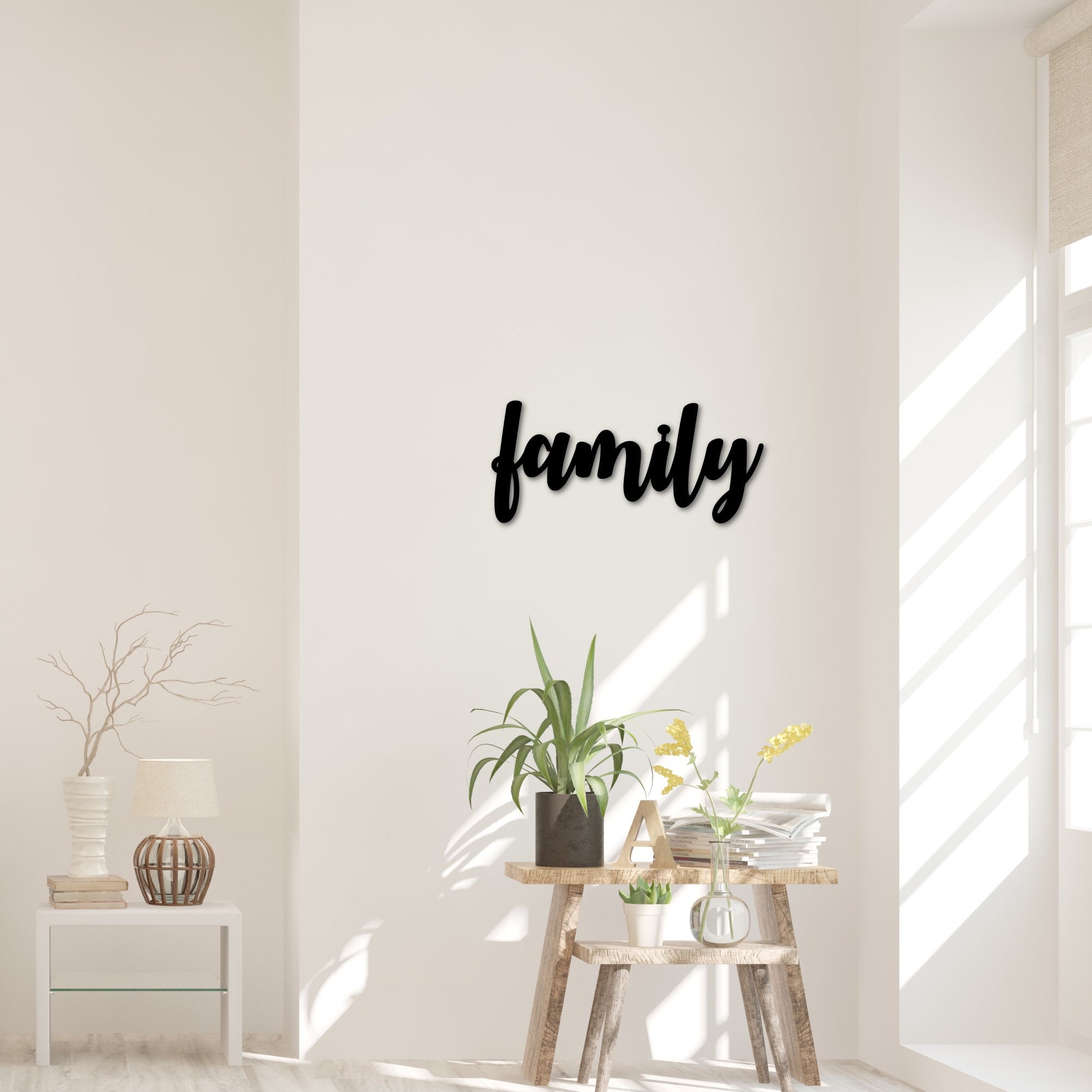 Family Word Sign Metal Wall Decor Family Sign Script Etsy