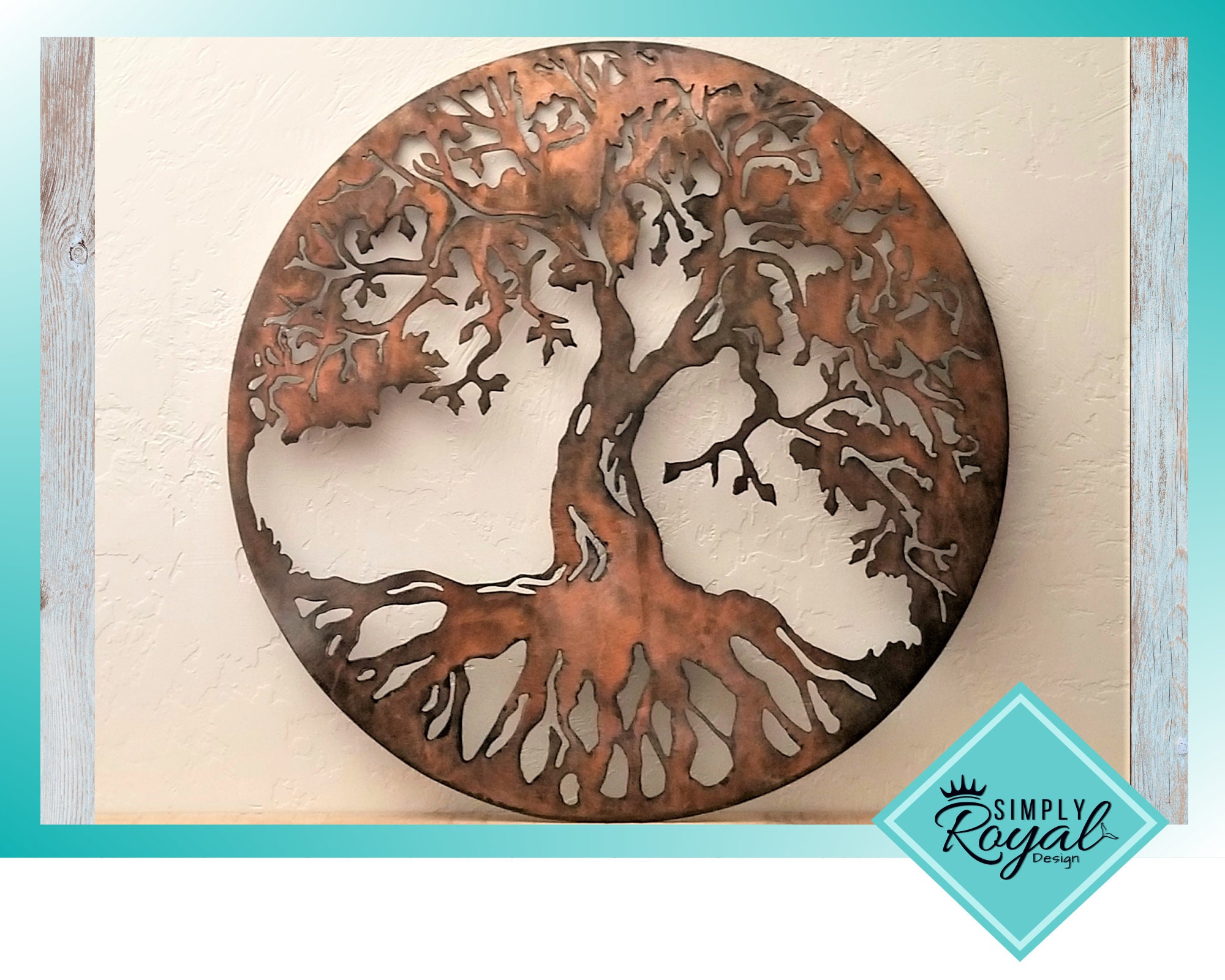 Tree of Life Metal Sign Large Round Wall Decor Patina  Etsy